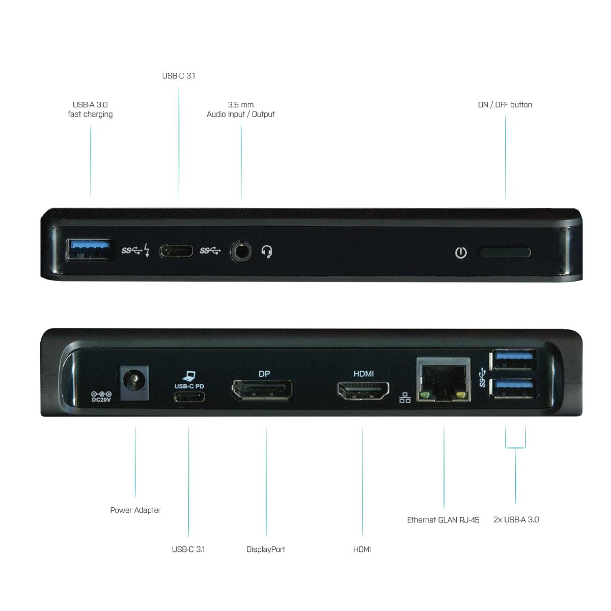Mst Docking Station  - Dual Display USB-c - 3 X USB3.0 With Power Delivery