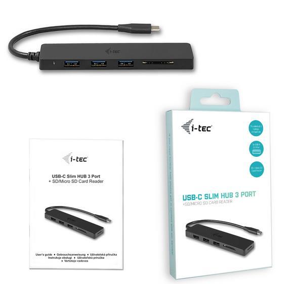 USB-c Hub + Card Reader USB-c 3 Port Hub USB 3.0 Sd Card