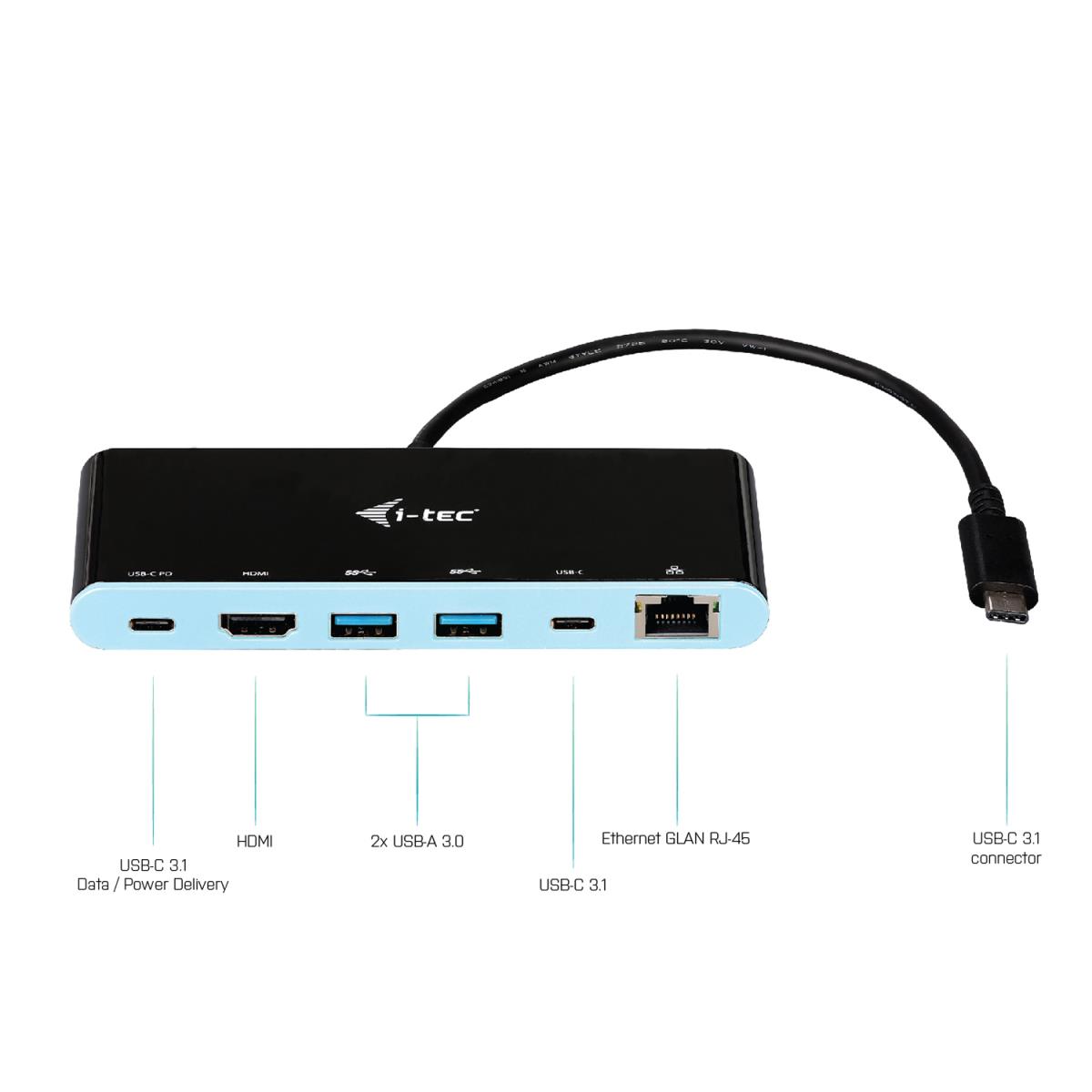 Mini Docking Station USB-c  - Hdmi - 2x USB-c (pd 60w) - 2x USB 3.0 - Ethernet