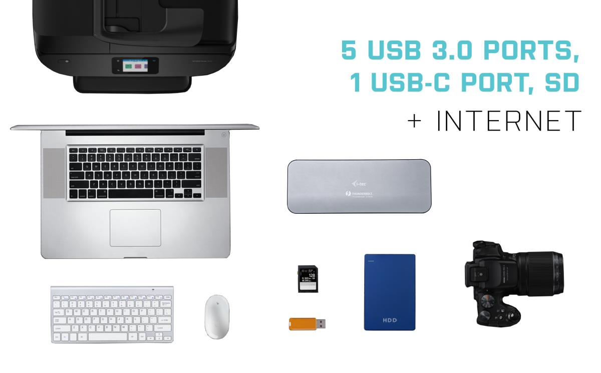 Dual Docking Station Thunderbolt 3 4k Metal  2x Tb3 Port 1x Glan 5x USB 3.0
