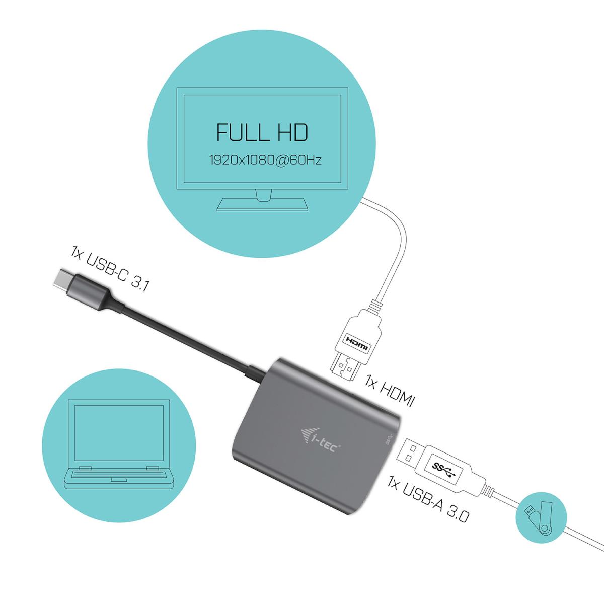 Metal Hub + Hdmi USB-c Grey