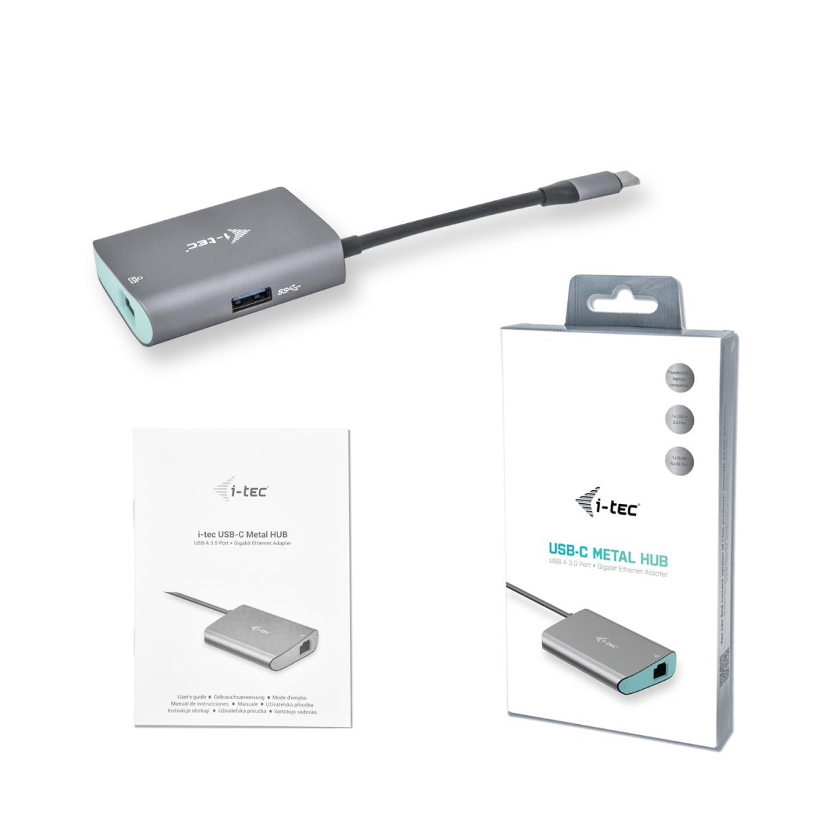 Metal Hub + Gigabit Ethernet Adapter Grey
