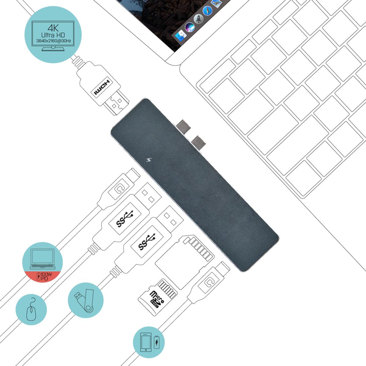 Docking Station Metal - For Apple MacBook Pro - 60w USB-c Power Delivery