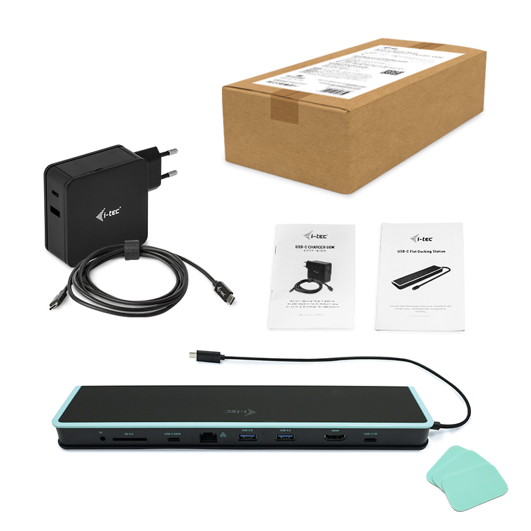 Docking Station Flat - USB-c - Power Delivery 60w + I-tec Universal Charger 60w