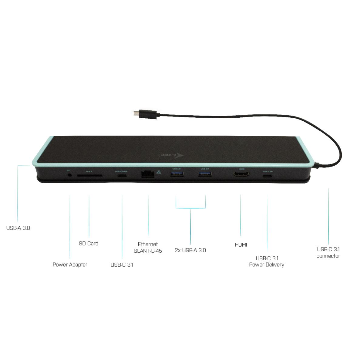 Docking Station Flat - USB-c - Power Delivery 60w + I-tec Universal Charger 60w