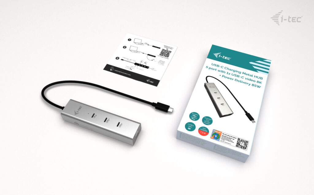 USB-c Charging Metal Hub 5 Port With USB-c Video 8k + Power Delivery 85w