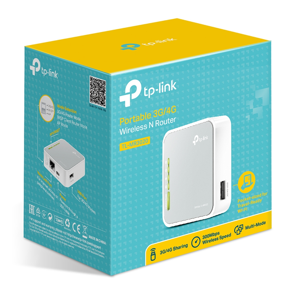 Wireless N Router Mini Travel Tl-mr3020 Portable White