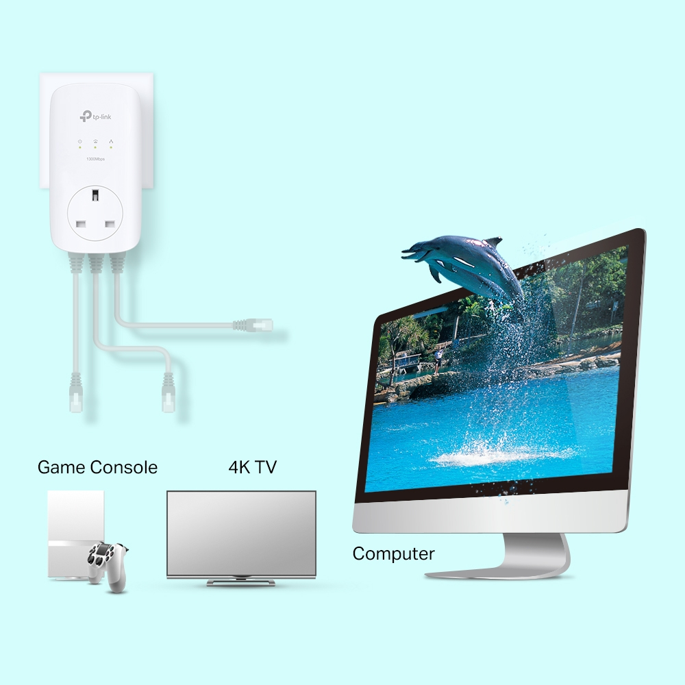 Passthrough Powerline Kit Av1300 3-port White With Socket