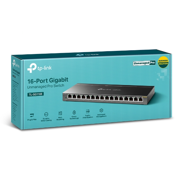 Desktop Switch Tl-sg116e Gigabit Unmananged 16-port 10/100/1000 Black