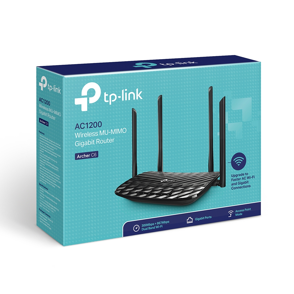 Wireless Router Ac1200 Archer C6 Mumimo Black