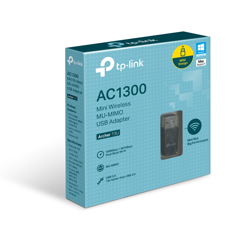 Adapter Archer T3u Ac1300 Mini Wireless Mu-mimo USB Black