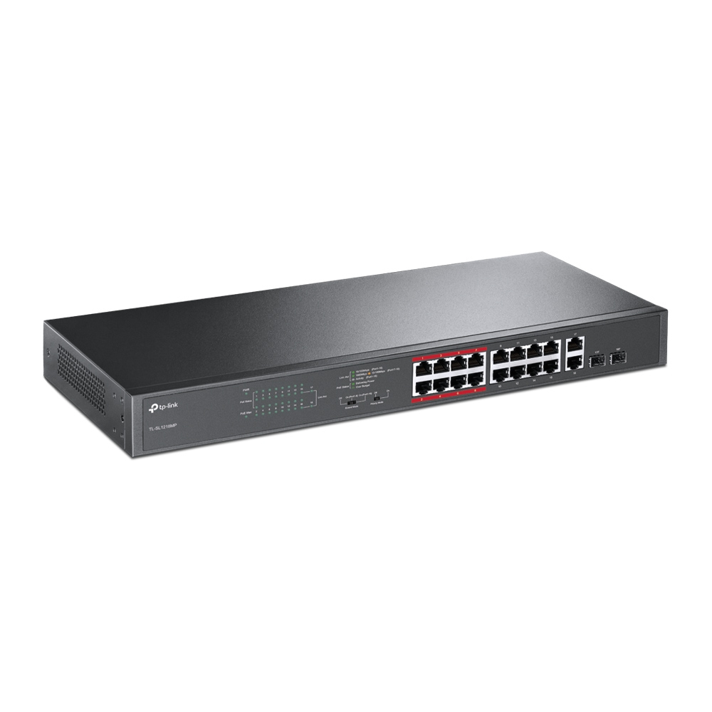 Switch Tl-sl1218mp Gigabit Unmananged 16-port Poe 10/100mbps Black
