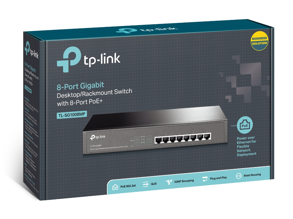 Desktop Switch Tl-sg1008mp Rackmount Gigabit 8-port Poe+10/100/1000mbps Black