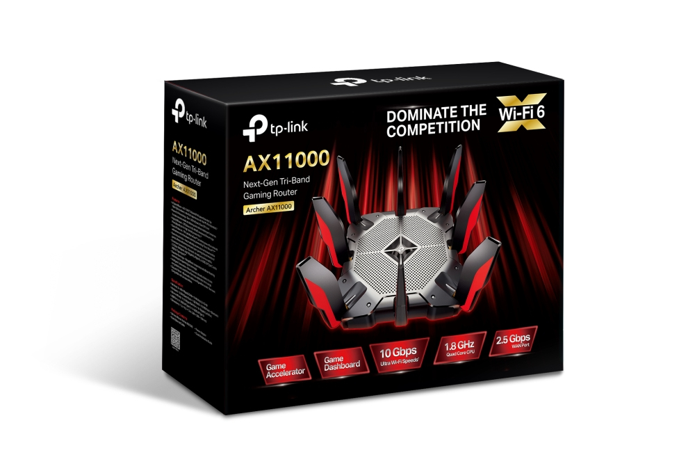 Tri-band Wireless Gaming Router Archer Ax11000 Next Gen 4804mbps Black / Red