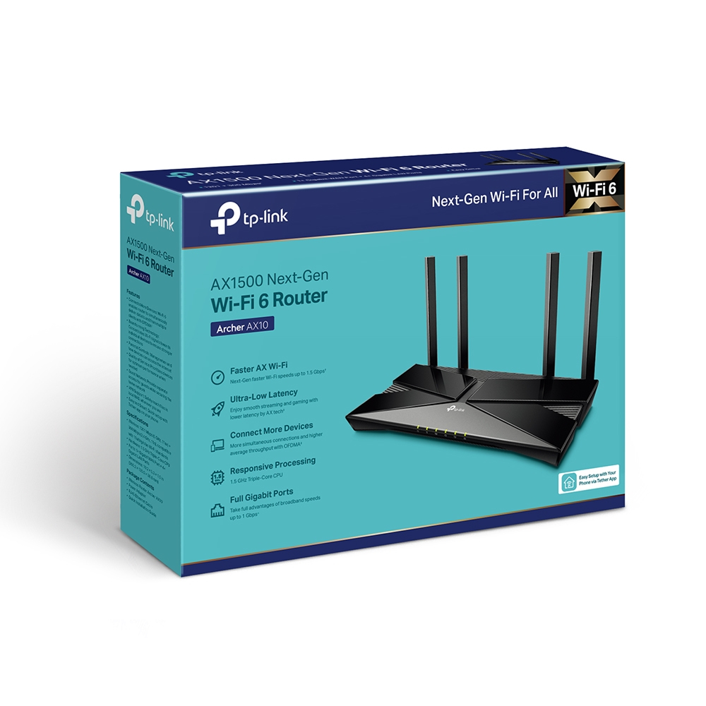 Wireless Router Ax1500 Archer Ax10 Gigabit Black