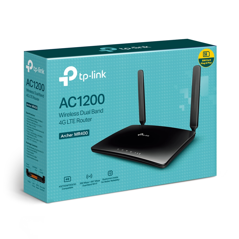 Wireless Router Ac1200 Archer Mr400 V3 Dual Band Black