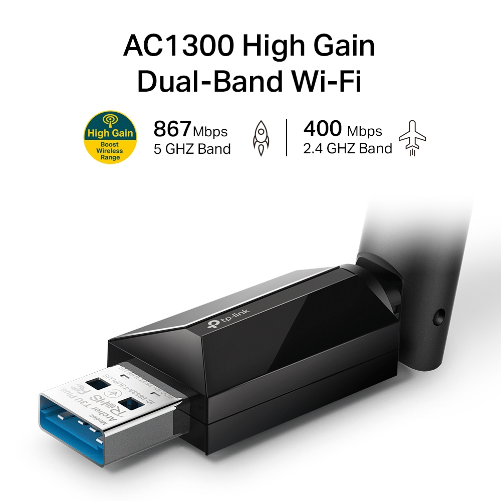 Adapter Archer T3u Plus Ac1300 Dual Band USB Black