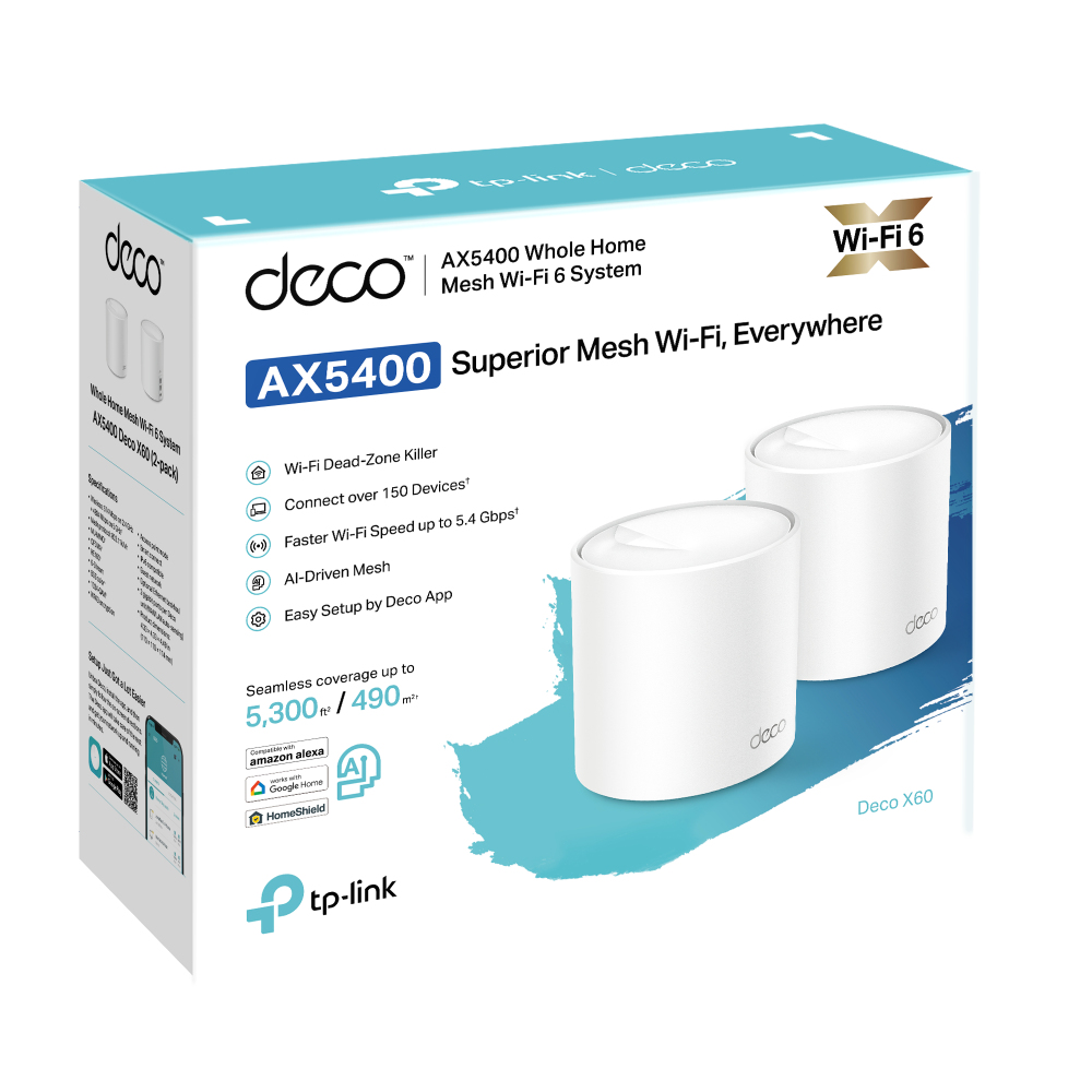Deco X60 - Whole Home Wi-Fi Mesh System  Ax3000 - 2 Pack