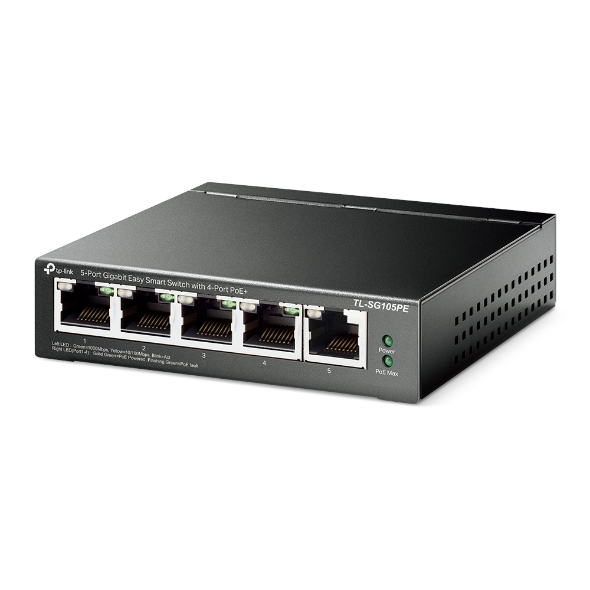 Smart Switch Tl-sg105pe 5-port Gigabit 10/100/1000mbps With 4-port Poe+