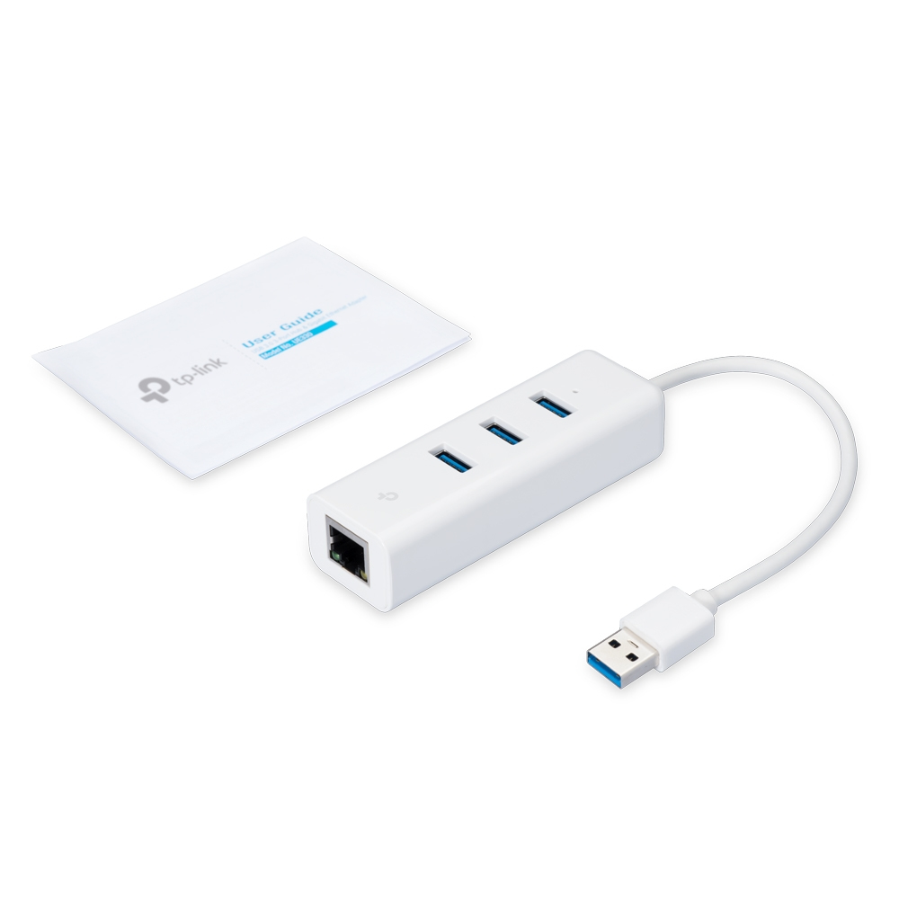 Hub USB 3.0 3-port & Gigabit Ethernet Adapter 2 In 1 USB Adapter