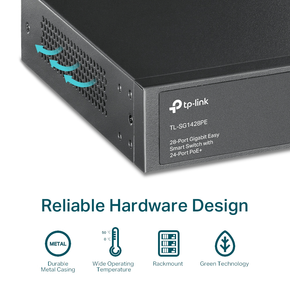 Poe Switch Tl-sg1428pe 28-port Gigabit With 24-port Poe+