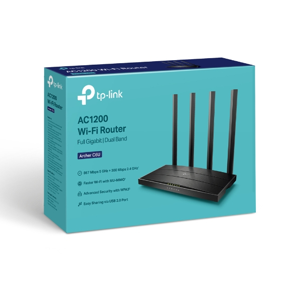 Wireless Router Ac1200 Archer C6u Mumimo Black