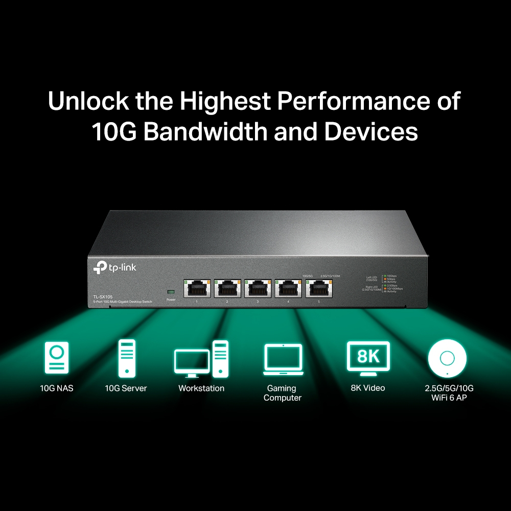 Desktop Switch Tl-sx105 5-port 10g Multi Gigabit