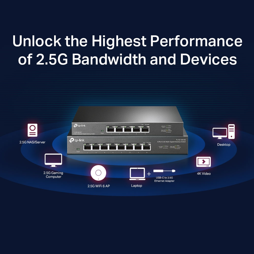 Desktop Switch Tl-sg105-m2 5-port 2.5g Multi Gigabit