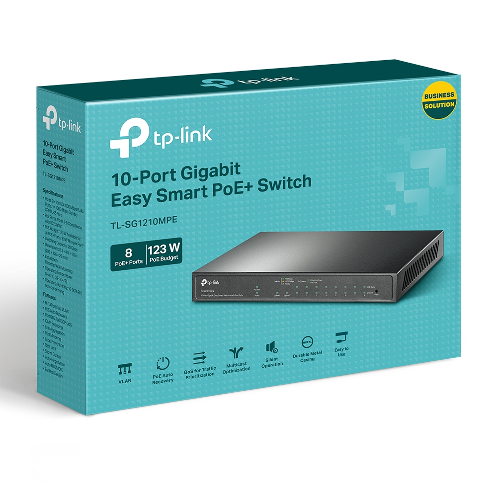 Easy Smart Switch Tl-sg1210mpe 10-port Gigabit With 8-port Poe+
