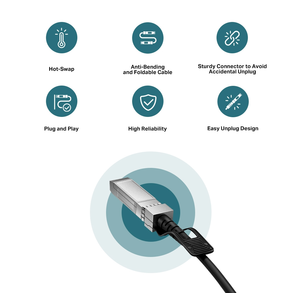 Direct Attach Cable Tl-sm5220-1m - 10g Sfp+ - Black - 1m