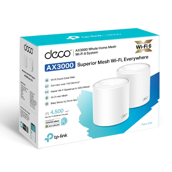 Deco X50 - Whole Home Wi-Fi Mesh System  Ax3000 - 2 Pack