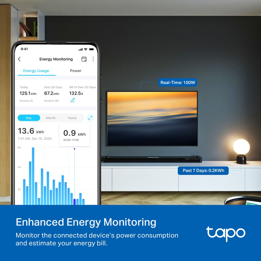 Smart Wi-Fi Socket Mini Tapo P110 Energy Monitoring 2 Pack Fr