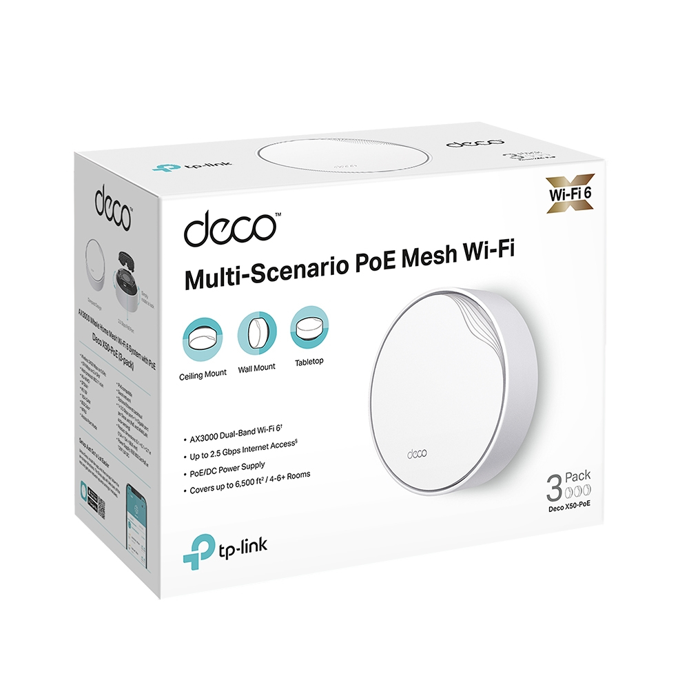 Deco X50 Poe - Whole Home Wi-Fi 6 Mesh System  Ax3000 - 3 Pack
