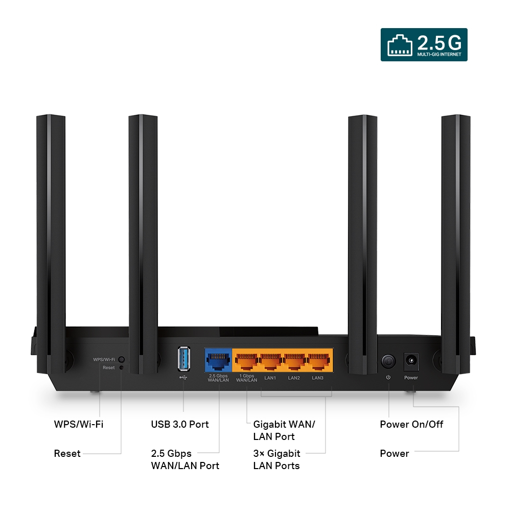 Wireless Wi-Fi 6 Router Ax3000 Archer Ax55 Pro Dual Band Gigabit Black