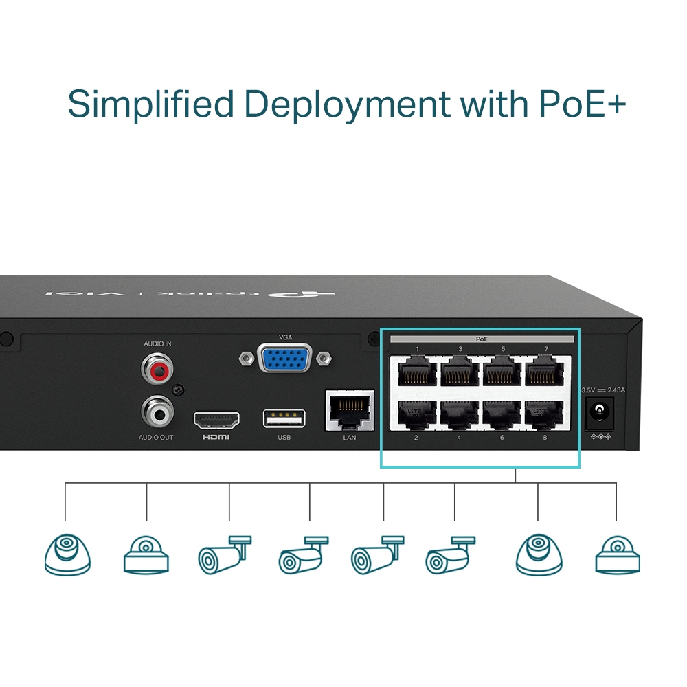 Network Video Recorder Vigi Nvr1008h-8mp 8ch Poe +