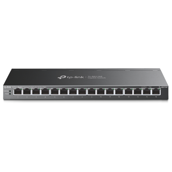 Desktop Switch Tl-sg116 Gigabit 16-port Poe+ 10/100/1000mbps Black