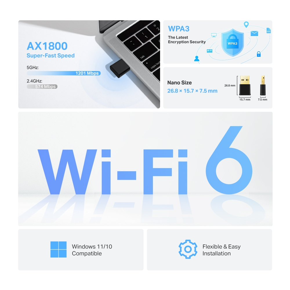 Wireless USB Adapter Archer Tx20u Nano Ax1800 High Gain