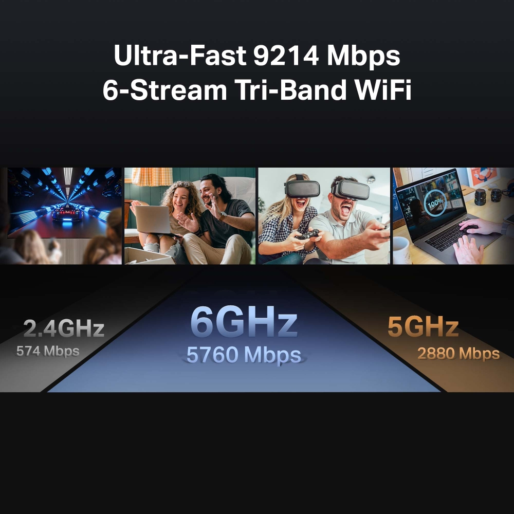Wireless Wi-Fi 7 Router Be9300 Archer Be550 Triband Band Black
