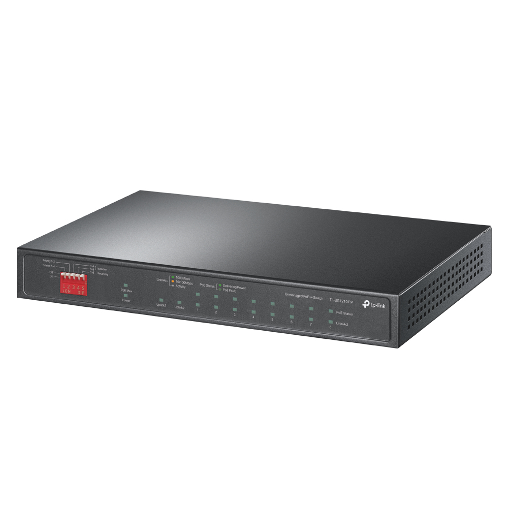 Desktop Switch Tl-sg1210pp 10-port 10/100/1000mbps With 6-port Poe+ And 2-port Poe++