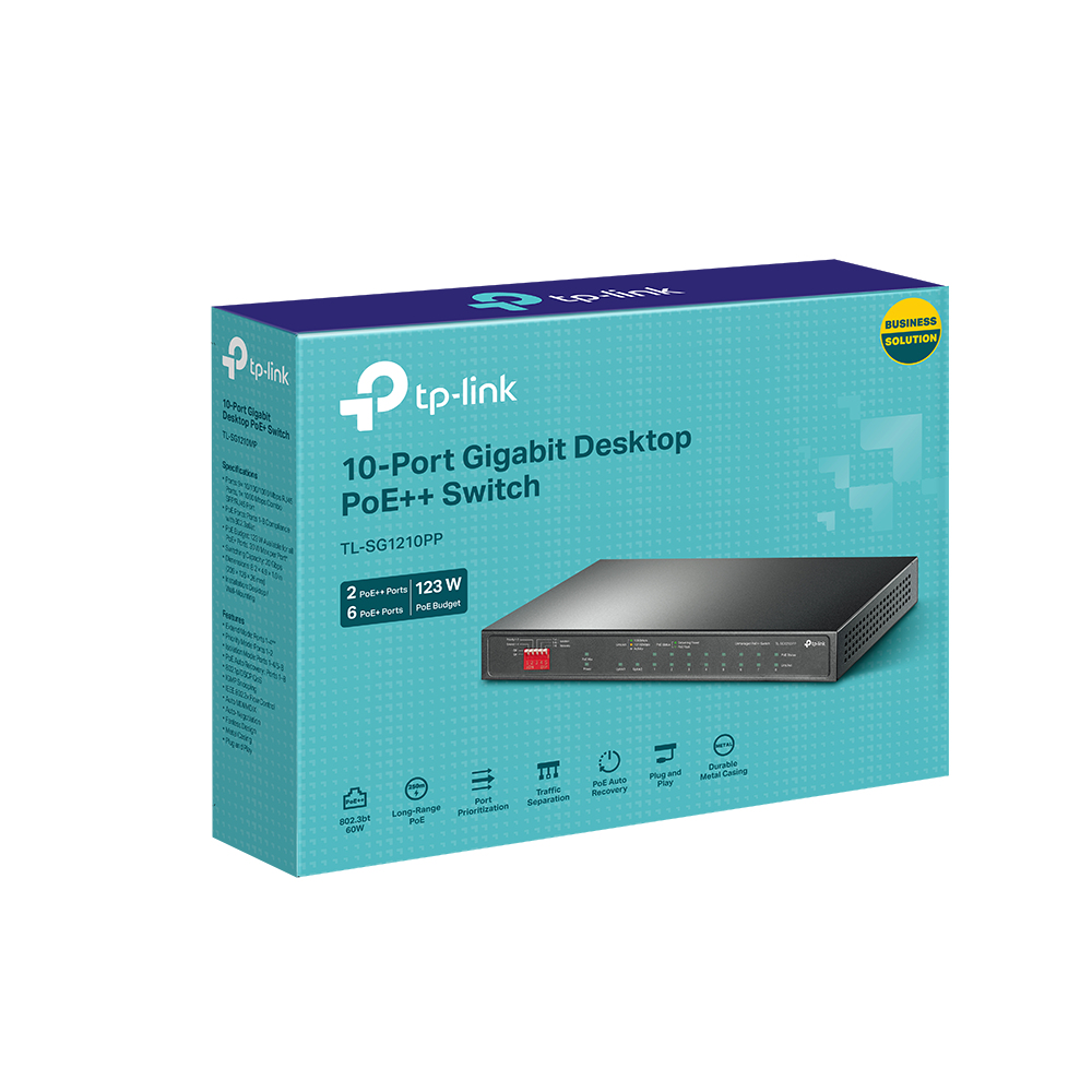 Desktop Switch Tl-sg1210pp 10-port 10/100/1000mbps With 6-port Poe+ And 2-port Poe++