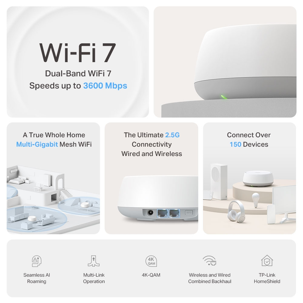 Deco Be25 - Whole Home Wi-Fi 7 Mesh System Be3600 - 3 Pack