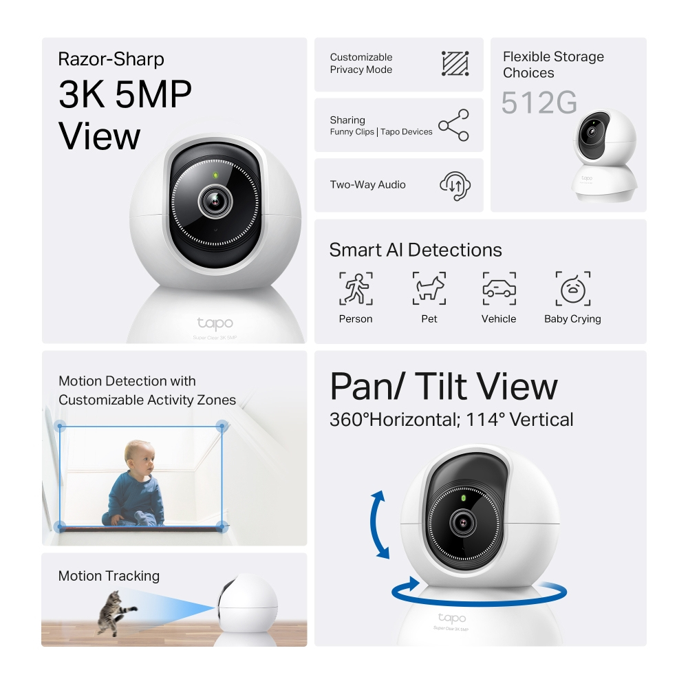 Camera Pan Tilt Home Tapo C230