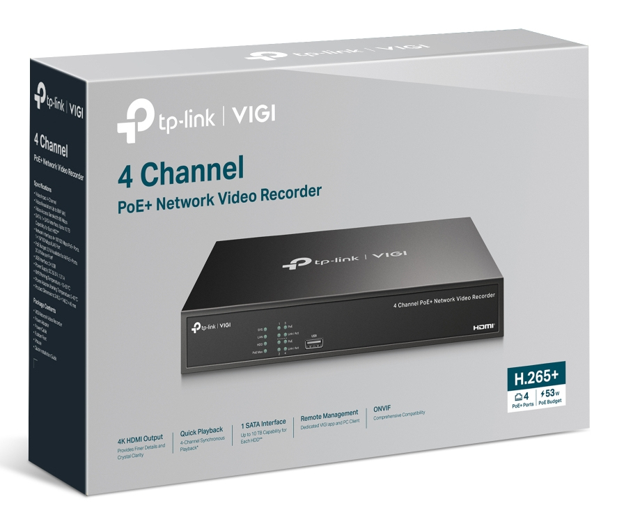 Network Video Recorder Vigi Nvr1004h-4p 4ch Poe+