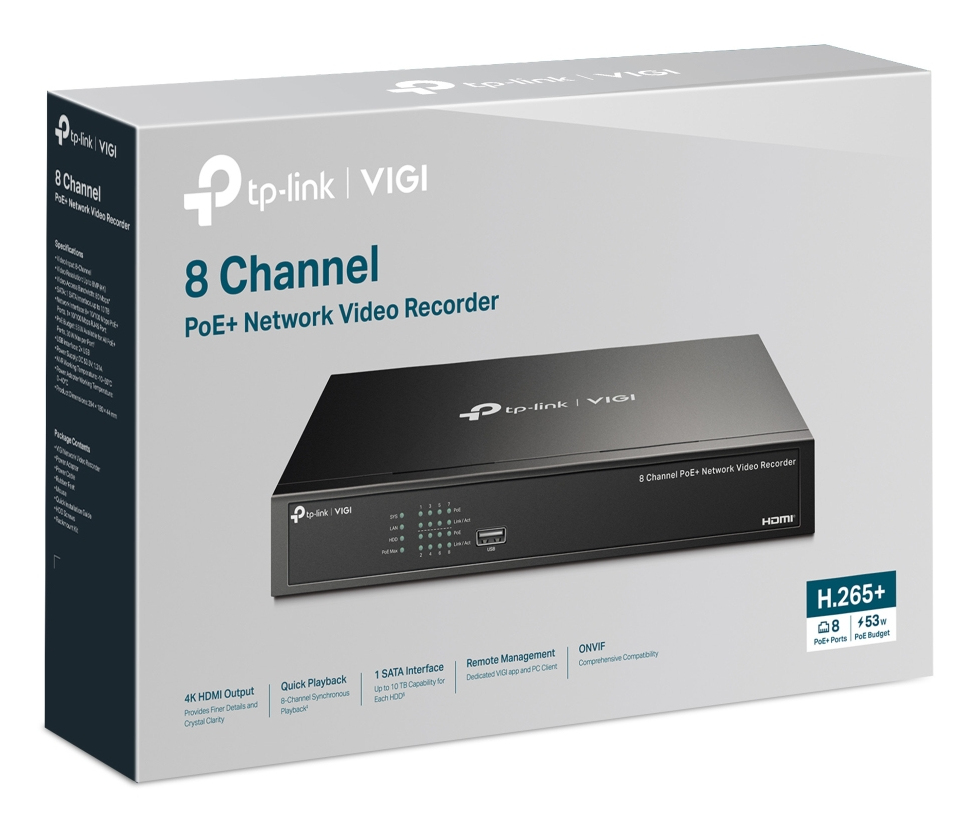 Network Video Recorder Vigi Nvr1008h-8p 8ch Poe+