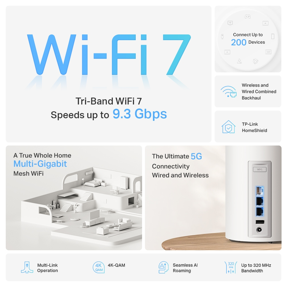 Deco Be65 Pro - Whole Home Wi-Fi 7 Mesh System Be9300 - 3 Pack