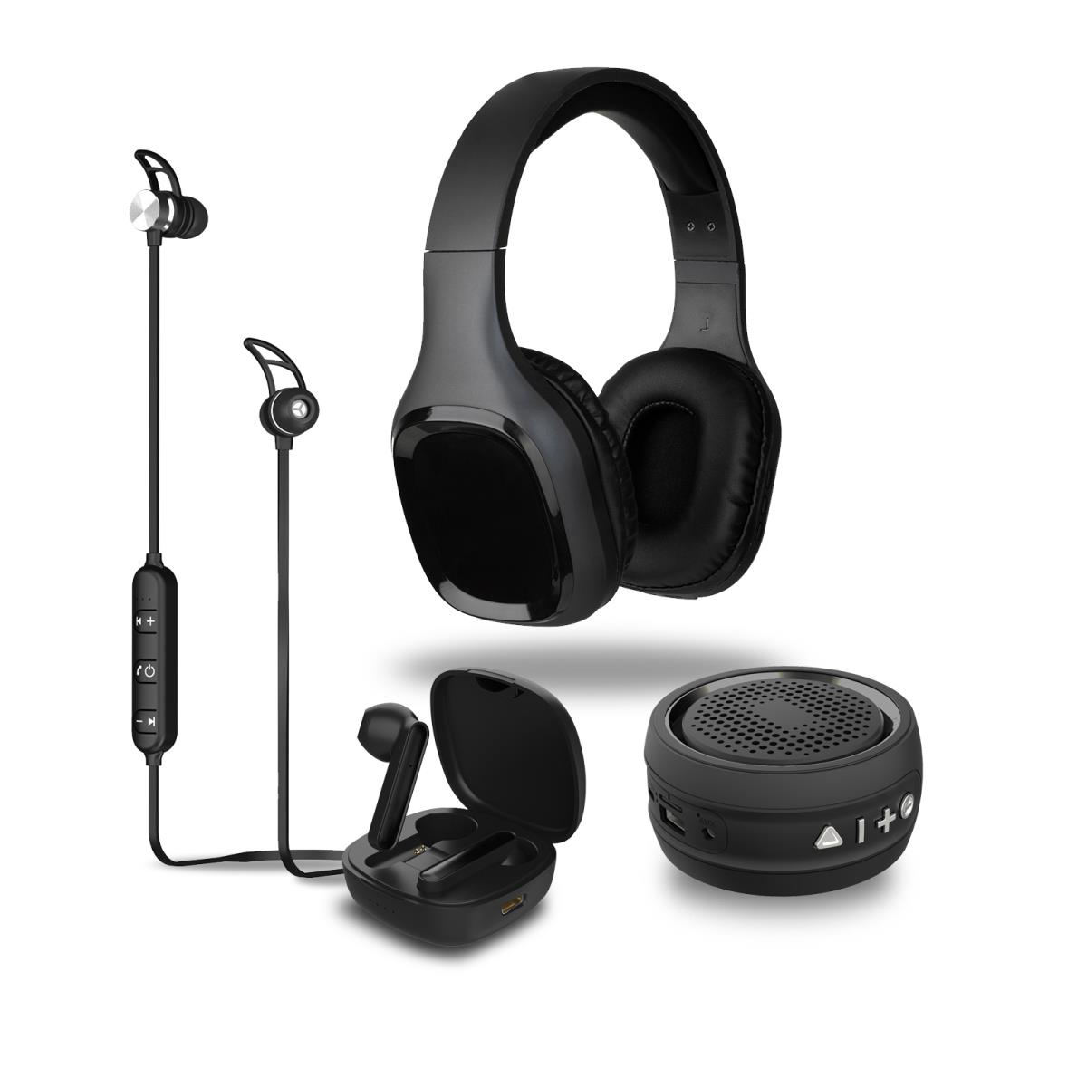 Family Set 4-in-1 - Btc-413 - Wireless Bluetooth - Black With Rechargeable Battery Built-in
