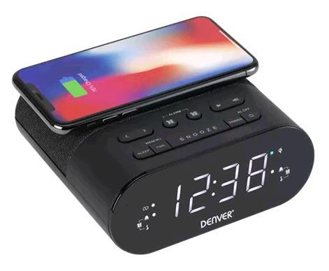 Crq-107 Fm Clock Radio With Qi Charging And Dual Alarm Function