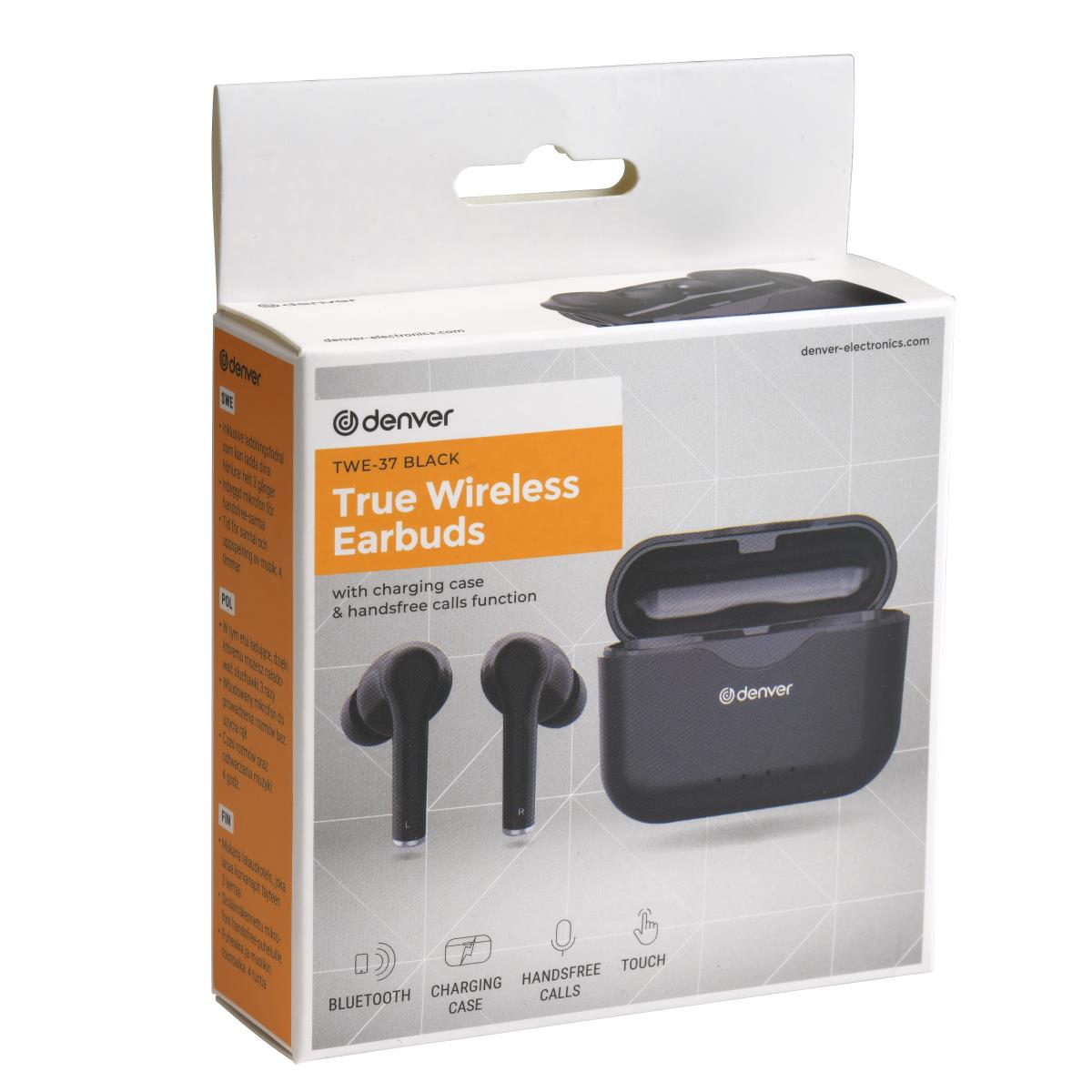 Earbuds - Twe-37 - Wireless Bluetooth - 10mm - Black With Charging Case And Handsfree Function