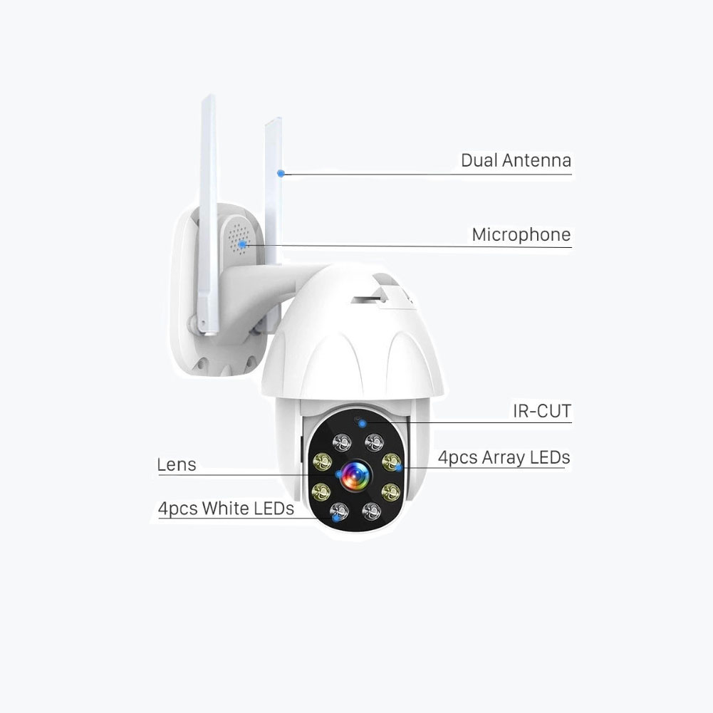 Wi-Fi/ip Camera Ioc-221 Outdoor With 2mpixel Cmos Sensor Tuya Compatible White