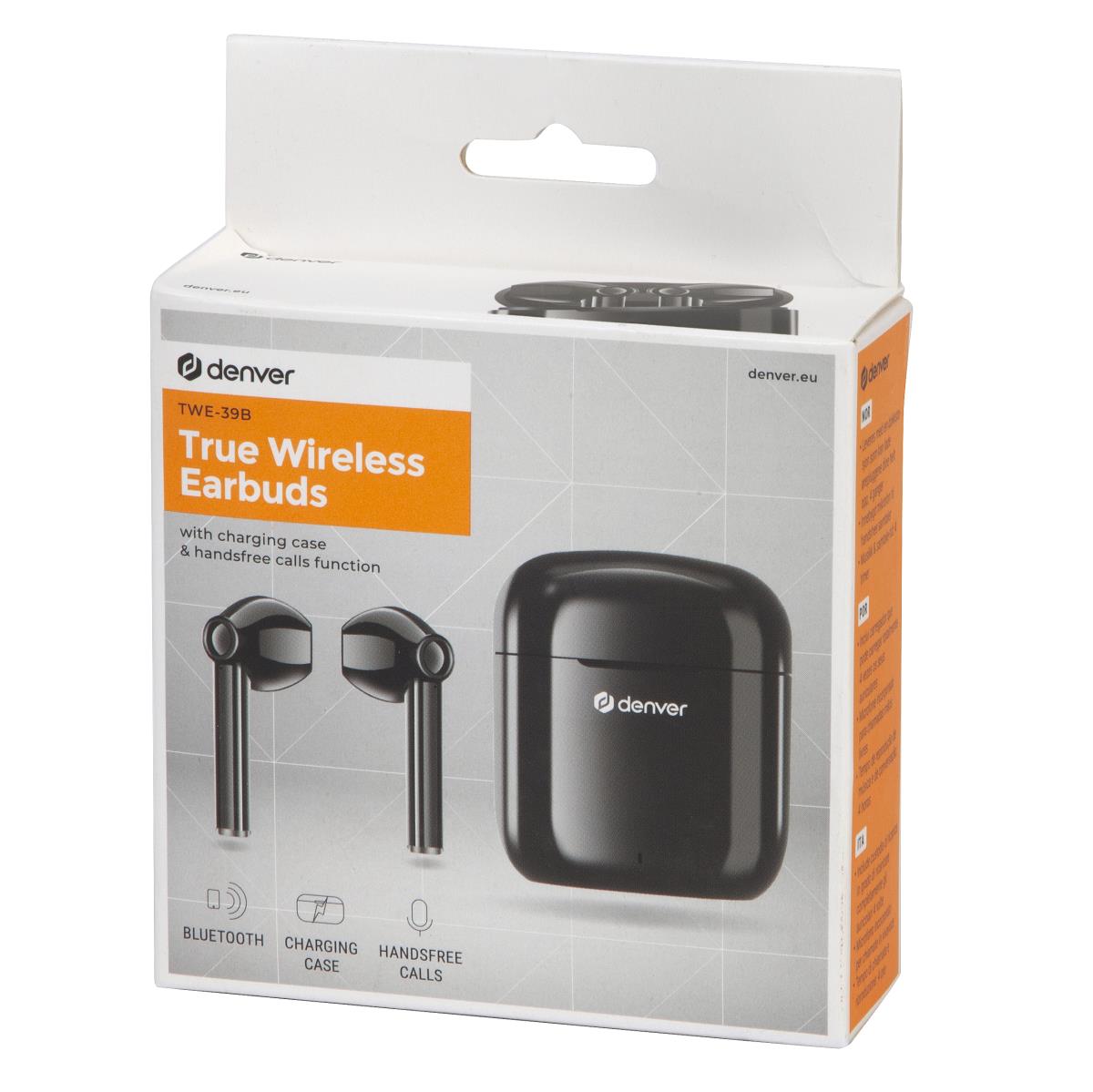 Earbuds - Twe-39 - Wireless Bluetooth - Black With Charging Case And Handsfree Function